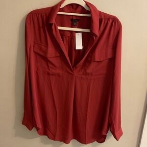 Red Silk Shirt - Ann Taylor - NWT